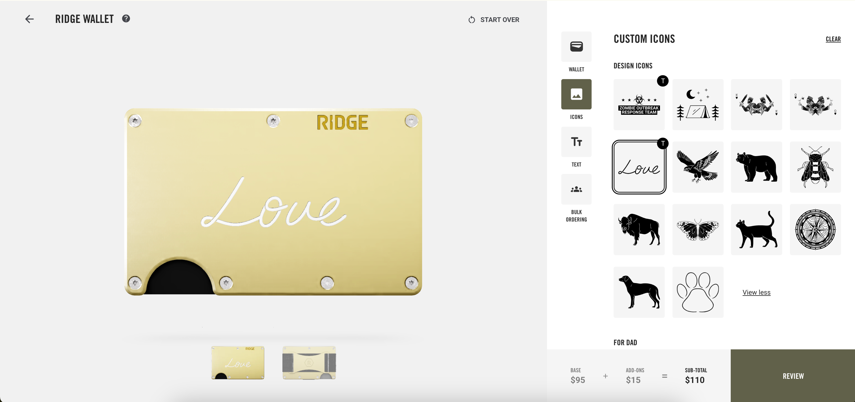 Ridge 's Customizer implementation